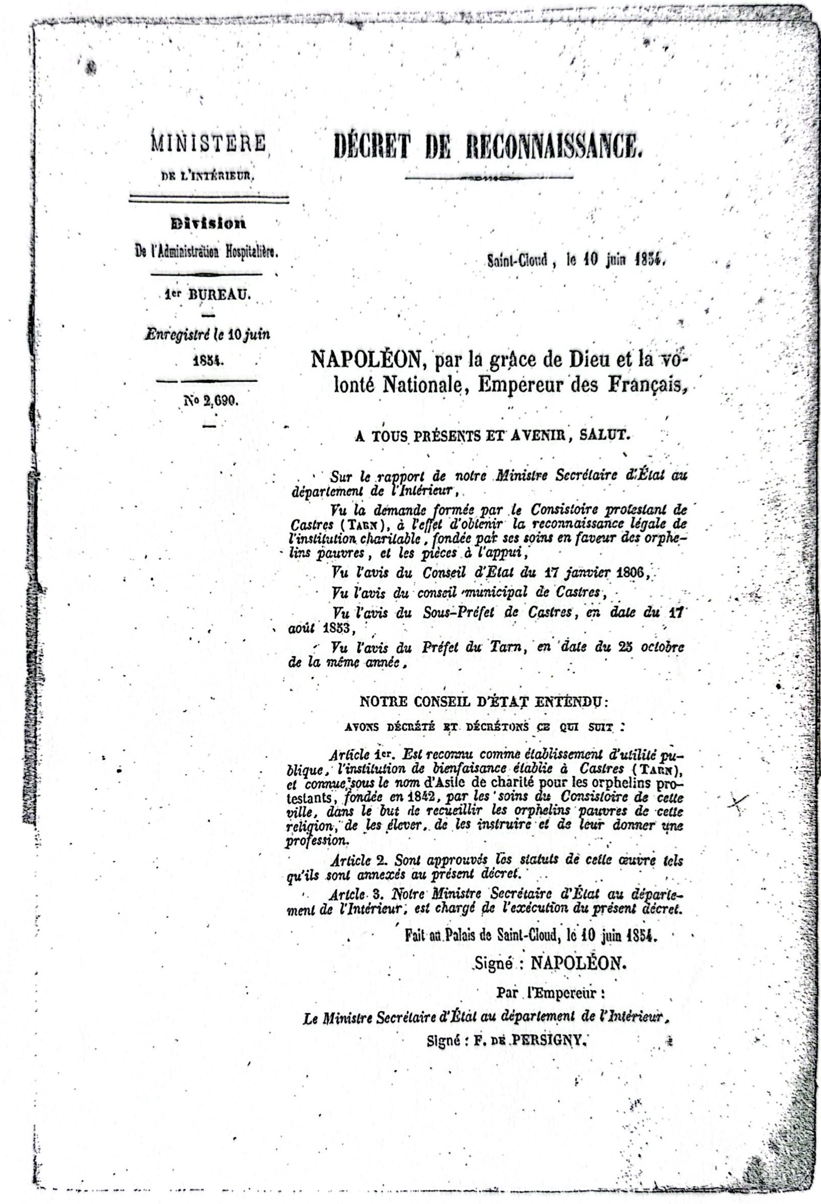 décret de reconnaissance